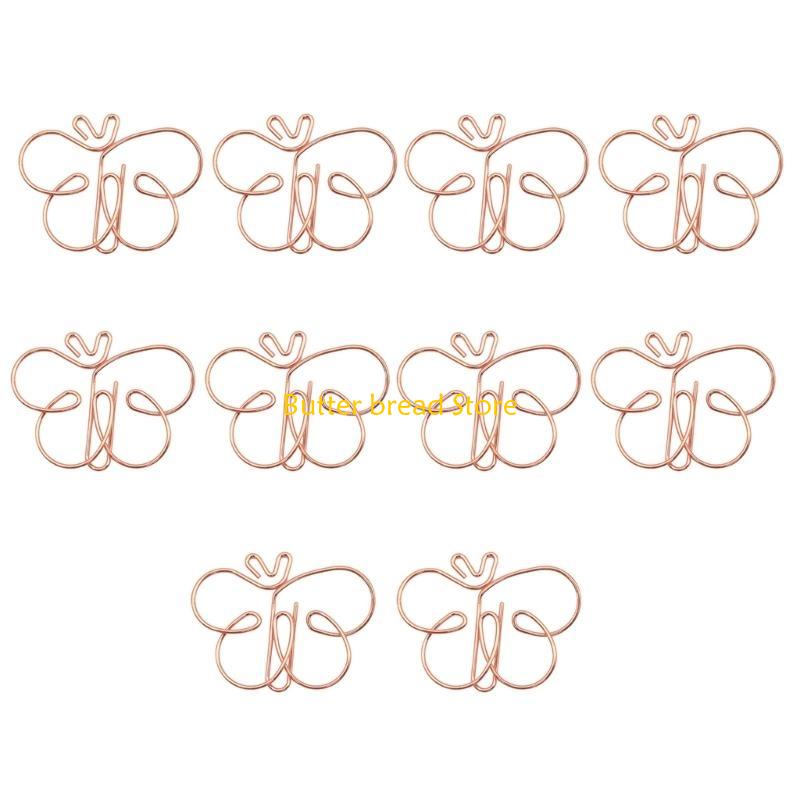 W89C 10Pcs Novelty Paper Clip Small Metal Paperclip File Clip Metal Book Marker Clip