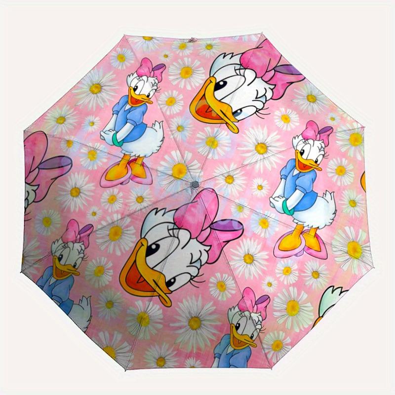 

1pc Daisy Duck Design Automatic Opening/Closing Folding Umbrella with 8 Iron Ribs, Portable Sunshade for Men and Women yy250731115