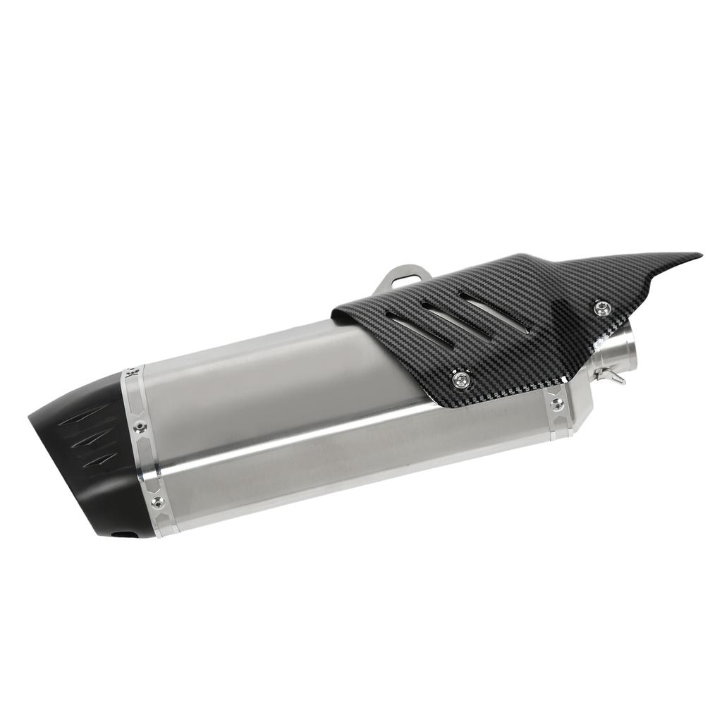 Motorcycle Exhaust Tip 304 Stainless Steel Carbon Fiber Cover Universal for 38‑51mm DiameterSilver