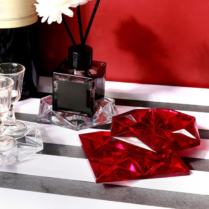 Diy Crystal Epoxy Hexagon Square Coaster Mirror Silicone Mold Dish Tray Mold for Casting with Resin Concrete Cement