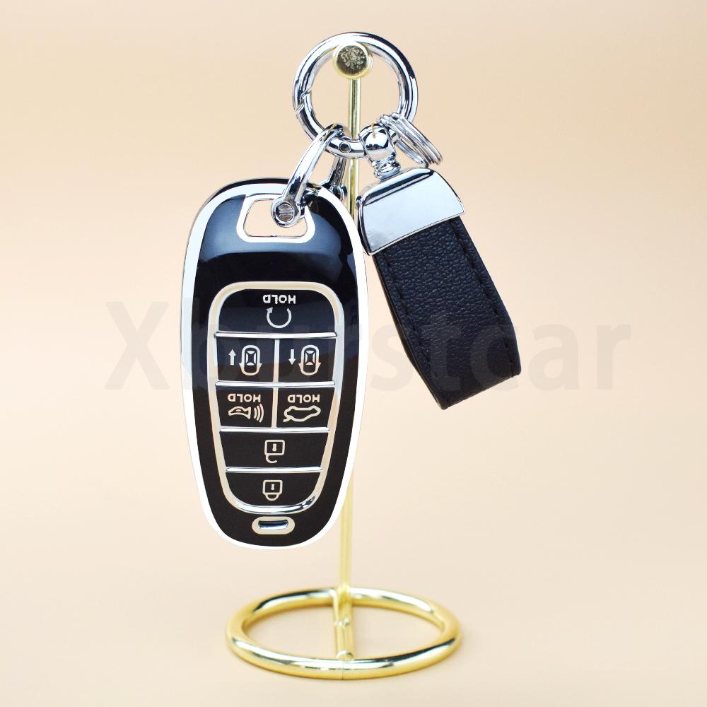 7 Buttons Tpu Car Key Case Cover Shell Fob Holder For Hyundai Solaris Sonata Hybrid Nexo Nx4 New Grand Santa Fe Tucson