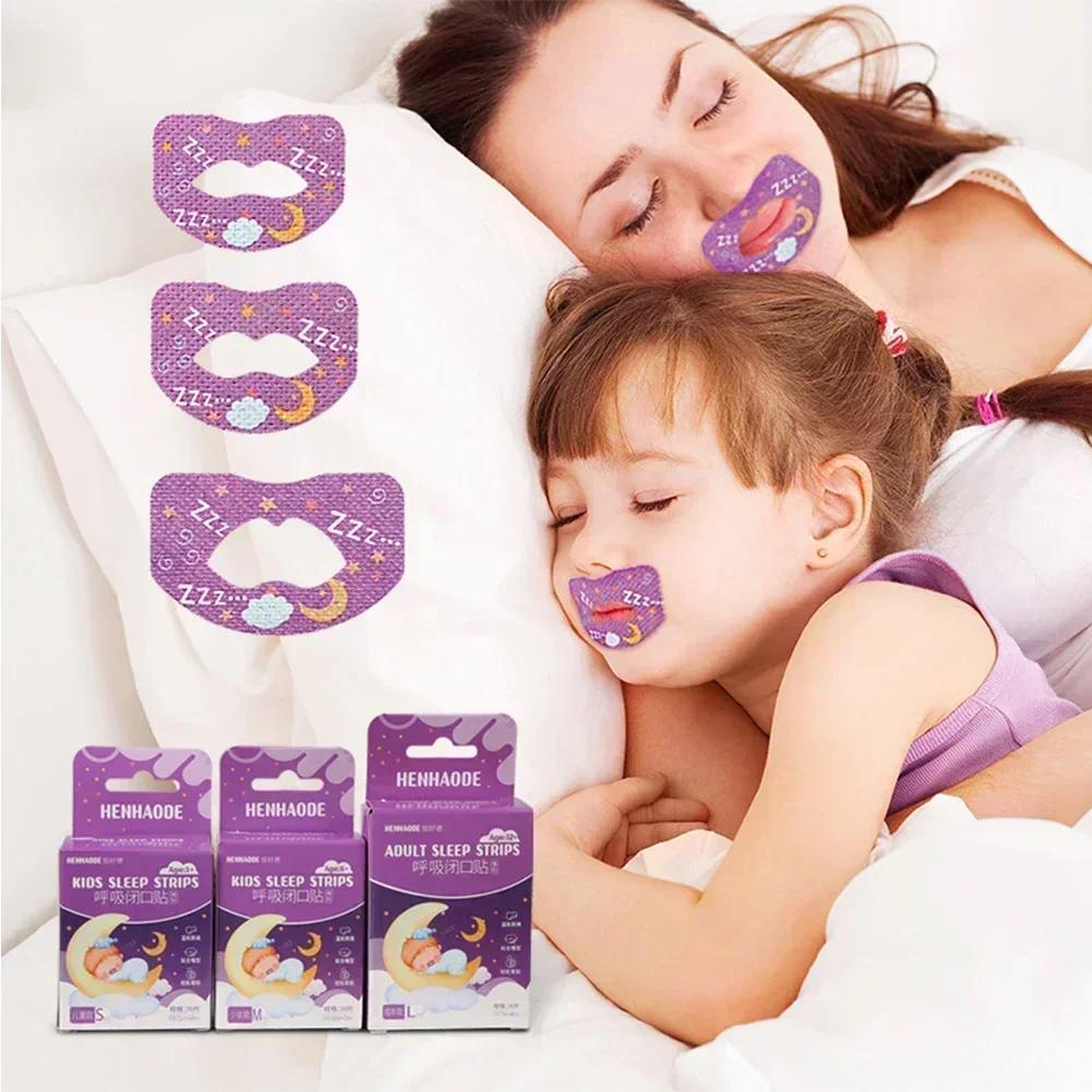 30Pcs/Box Anti-Snoring Stickers for Children Adult Night Sleep Lip Nose Breathing Improving Patch Mouth Correction Sticker Tape
