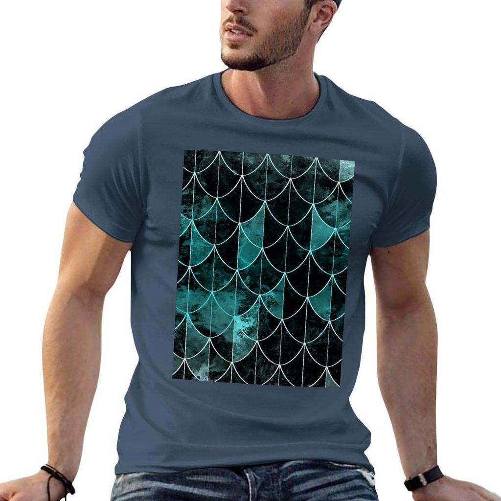 Mermaid scales Mint and black TShirt Quick Dry Outdoor Sports TShirt