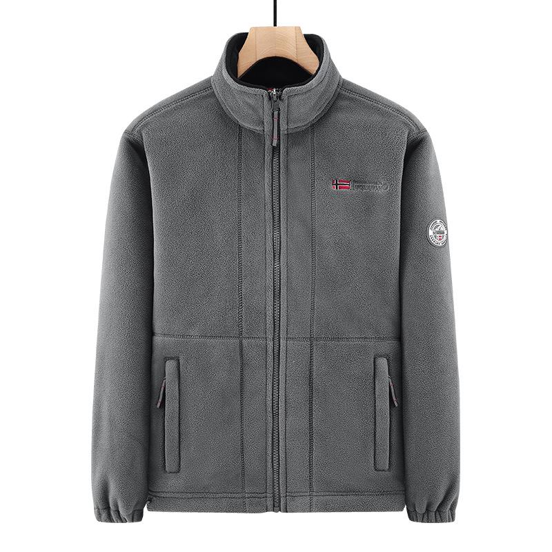 Norsko Jednobarevná fleecová mikina - Hřejivý outdoorový kardigan pro volnočasové sporty