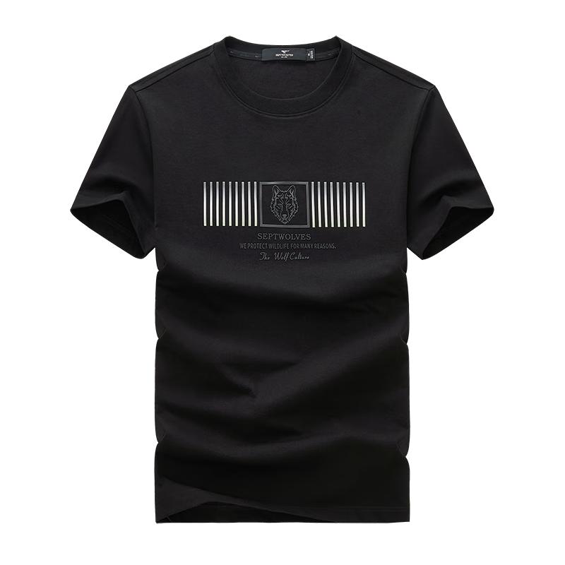 Septwolves Men s Round Neck Print Short Sleeve T-Shirt 180/96A