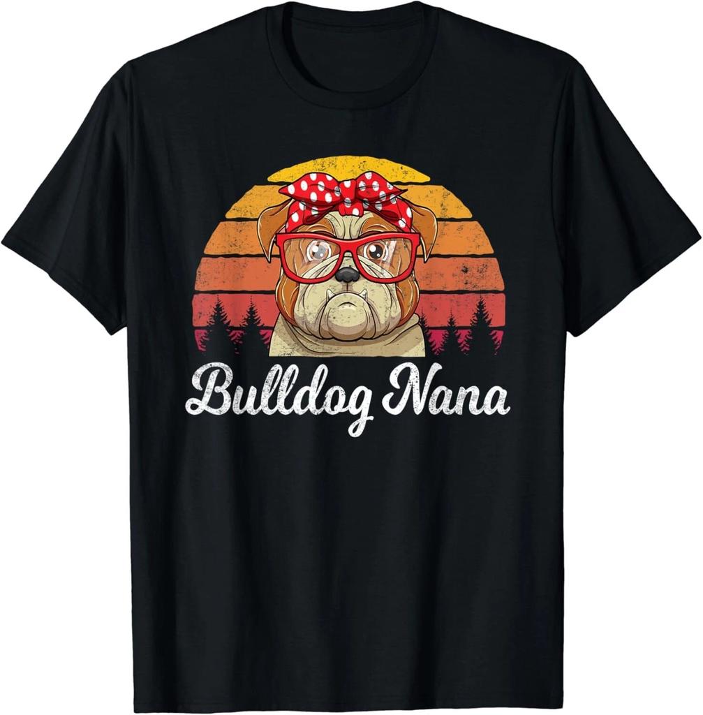 Retro Style English Bulldog Nana Dogs Lover Funny Grandma Gifts Unisex T-Shirt