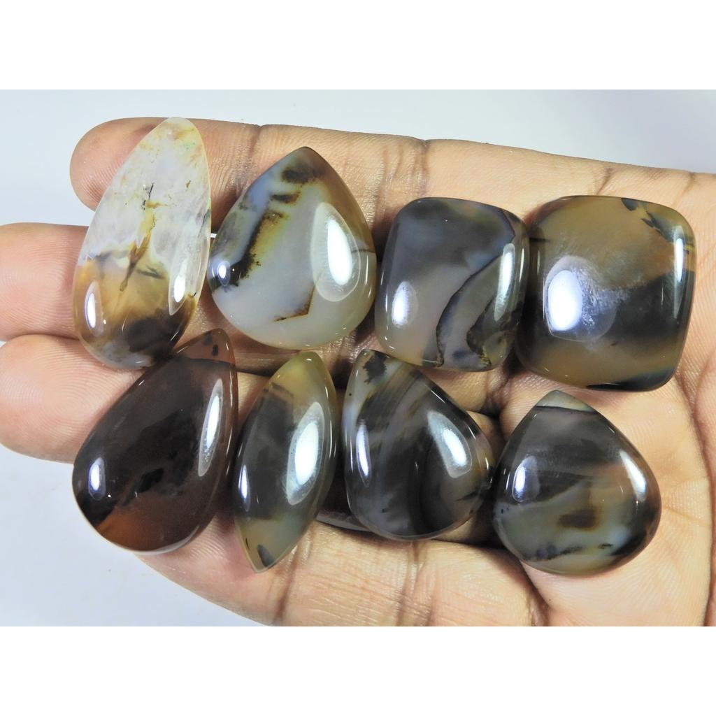 08Pcs Natural Montana Agate Mix Shape Cabochon Loose Gemstone 237Cts. Lot C-489