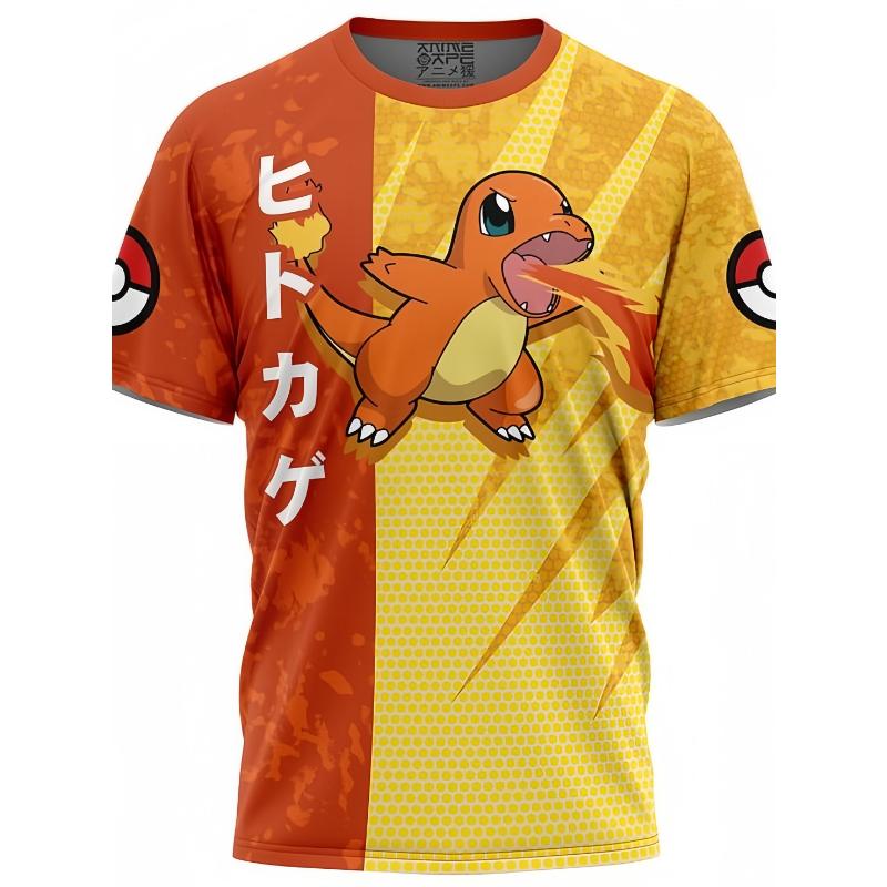 T-shirt Summertime Child Woman Man Printing Short Sleeves Japanese Anime Magical Pet Genie Pattern