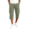 Men Drawstring Waist Multi Pocket Casual Capri Pants Loose Fit Knee Length Cargo Trousers for Outdoor Daily Wear