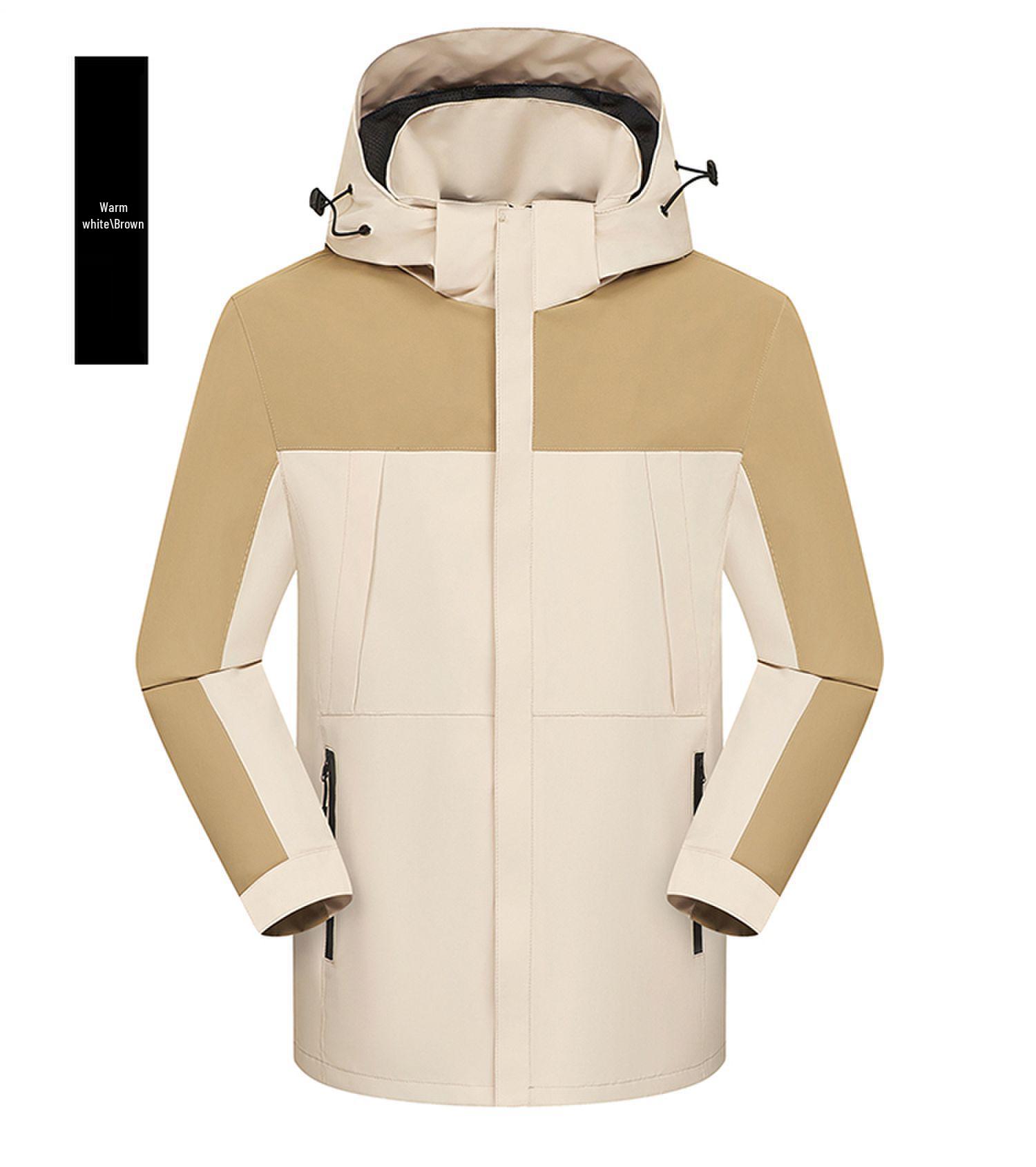 

Унисекс Ветрозащитная и Водонепроницаемая Куртка для Спорта на Открытом Воздухе с Принтом Логотипа L (130-140 lbs) теплый белый/коричневый