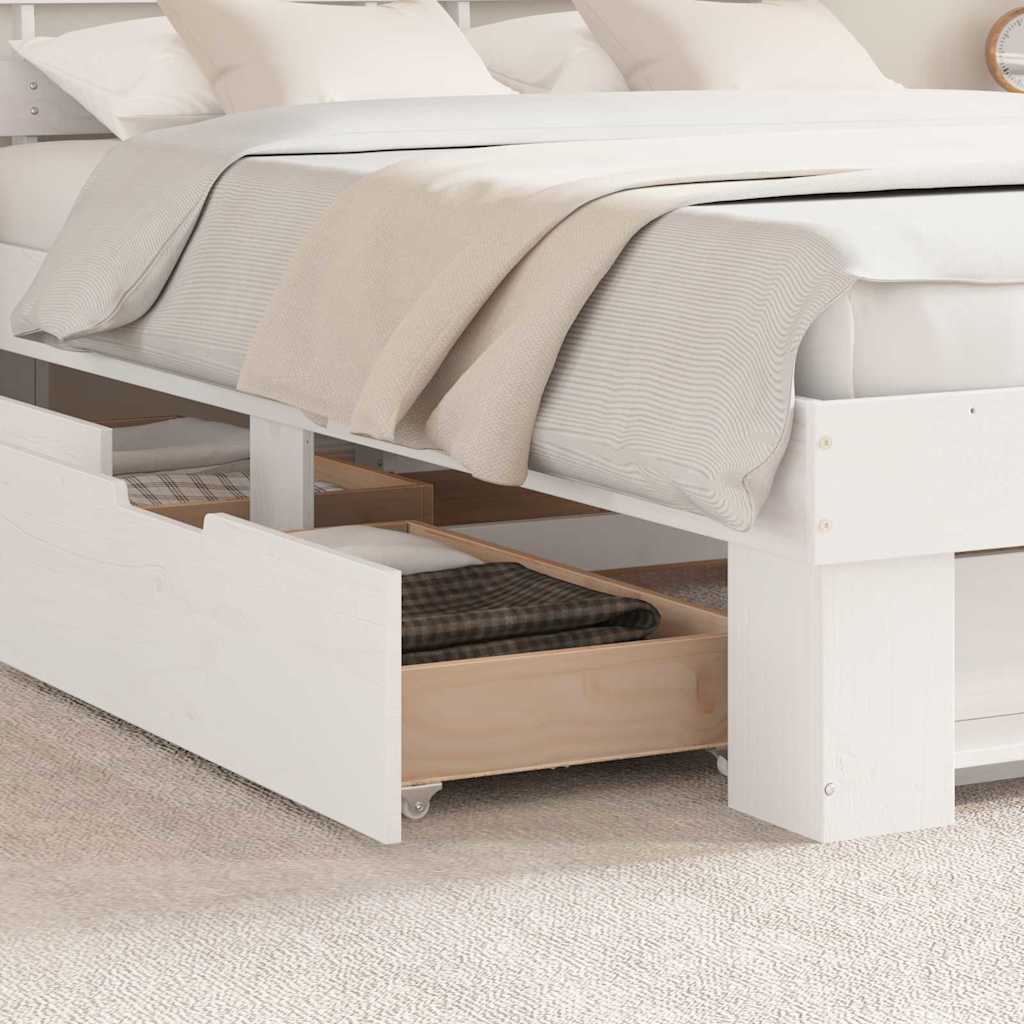 Bed Frame with Headboard White 160 x 200 cm Solid Pine Wood