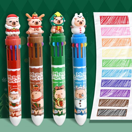 Vánoční kuličkové pero Kapybara 10 barev Zasouvací kreslené pero Hladké psaní Slavnostní psací potřeby Pero Dárek pro děti Studenty