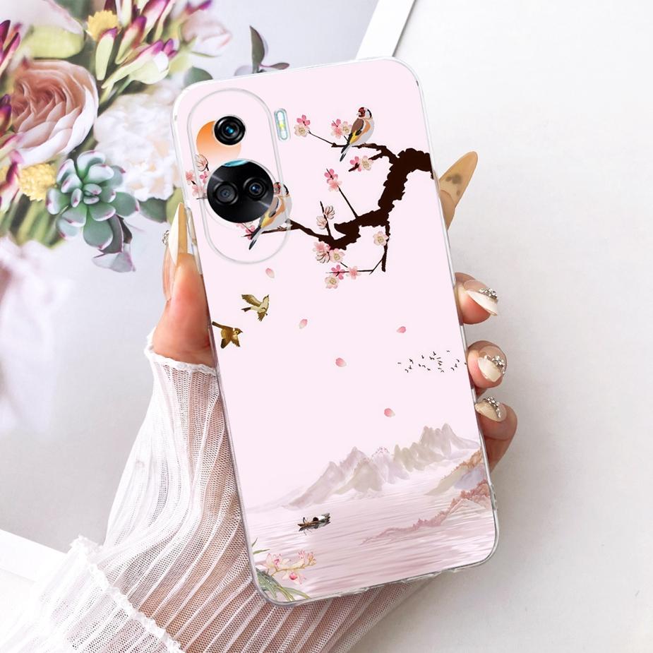 For Honor 90 Lite Case CRT-NX1 Stylish Bow Flowers Painted Cover Soft Slim Phone Case For Honor 90 Pro Honor90 Lite 90Pro Fundas