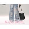 High-waisted Ripped Workwear Jeans for Women New Style with Loose Ribbons Straight-leg Washed Floor Mopping Pants Old Fashion