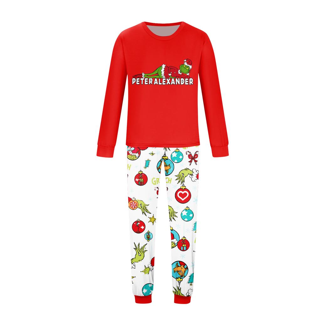 Matching Family Printed Loungewear Set with Long Sleeve Neck Top and Pants for Parent and Child