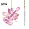 Festival Decorative Ornaments Pink Guitar Butterfly Ornament, Acrylic Music Hanging Decor with Rose Themed Christmas Decorations And Quote,