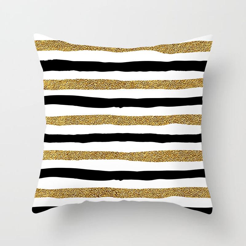 New Simple Geometric Stripes Wavy Golden Peach Leather Velvet Pillowcase Car Sofa Cushion Pillowcase
