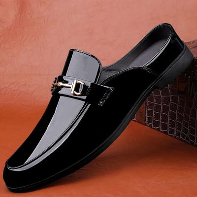 Large Size 39-47 Mules Men Half Shoes For Man Patent Leather Mens Semi-Drag Casual Shoes Backless Loafers Slippers Male Slides