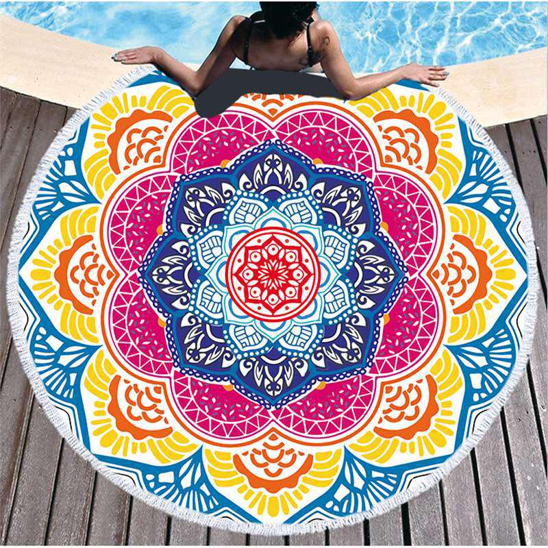 Mandala Pattern Microfiber Beach & Bath Towel - Luxurious Feel & Decorative Floor Mat
