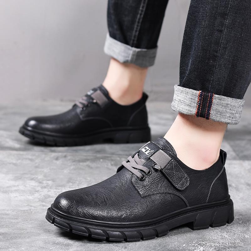 2025 new men's shoes retro men's business leather shoes foot cover platform trend leather shoes