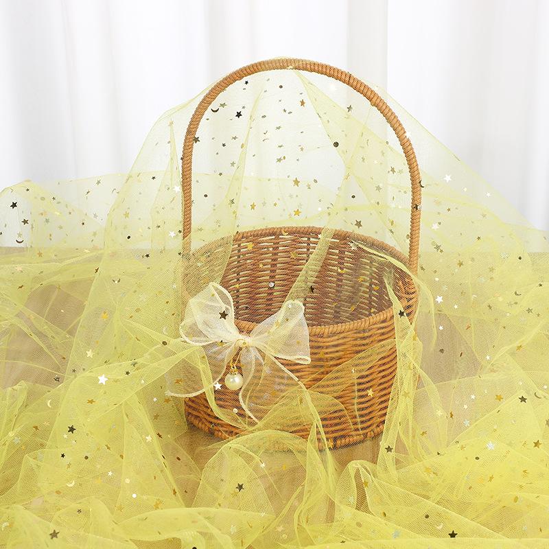 

Sparkling Star Moon Mesh Wedding Decor Star Moon Mesh Valentine Day Desktop Star Moon Mesh Decor DIY Handheld Gift Flower Decor жовтий