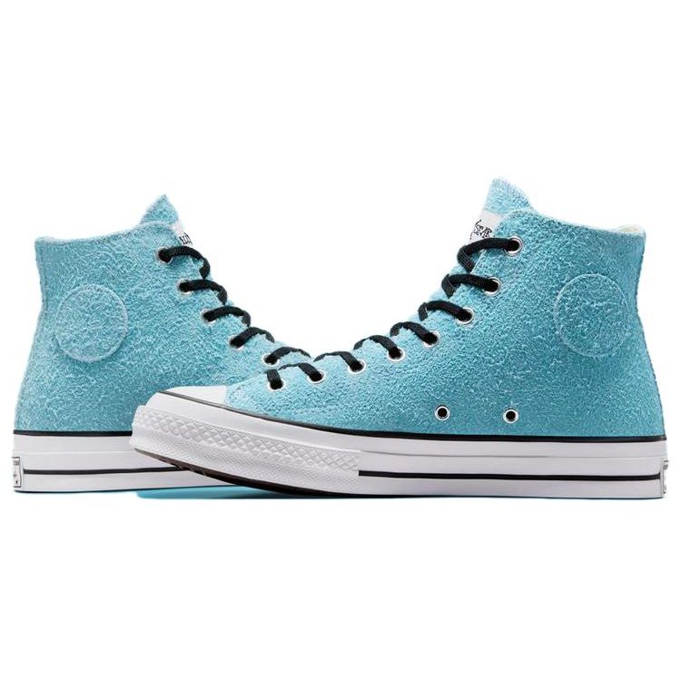 Converse Stussy X Chuck 70 High Sky Blue Unisex Sneakers Egret Black A07663C