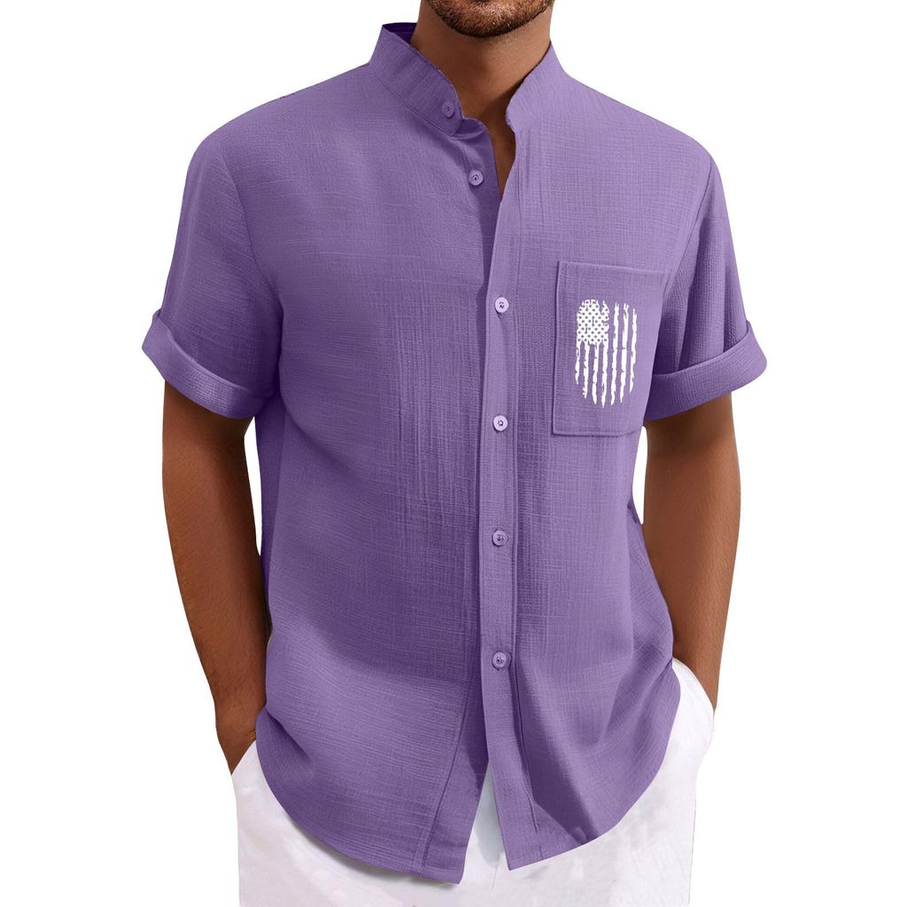 Men'S Casual Loose Short Sleeved Printed Shirt With Fashionable Top