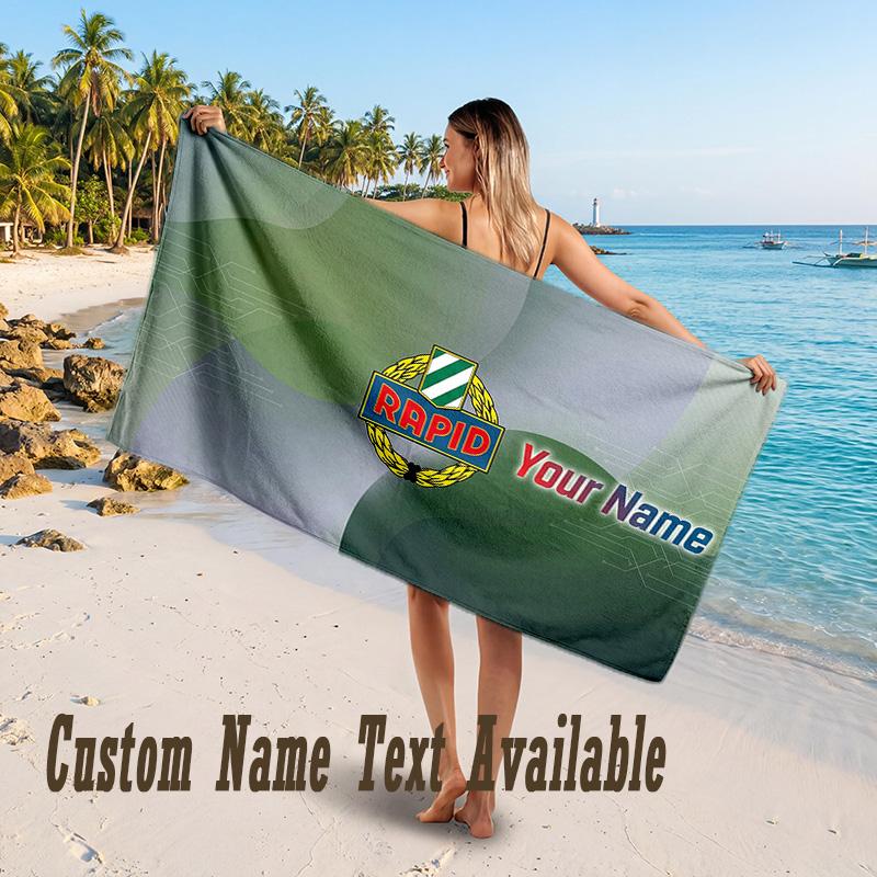 Rapid Wien FC Design Beach Towel Custom Text Large Towel for Beach Vacation