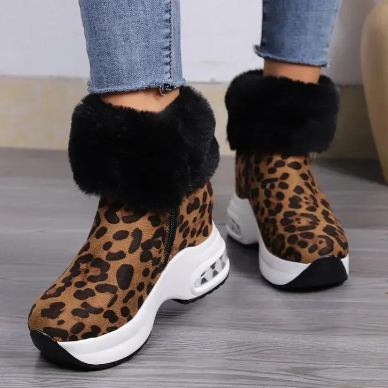 Chunky Platform Snow Boots for Women Thick Bottom  Winter Booties Woman Non Slip Faux Suede Ankle Botas Female Plus Size 43
