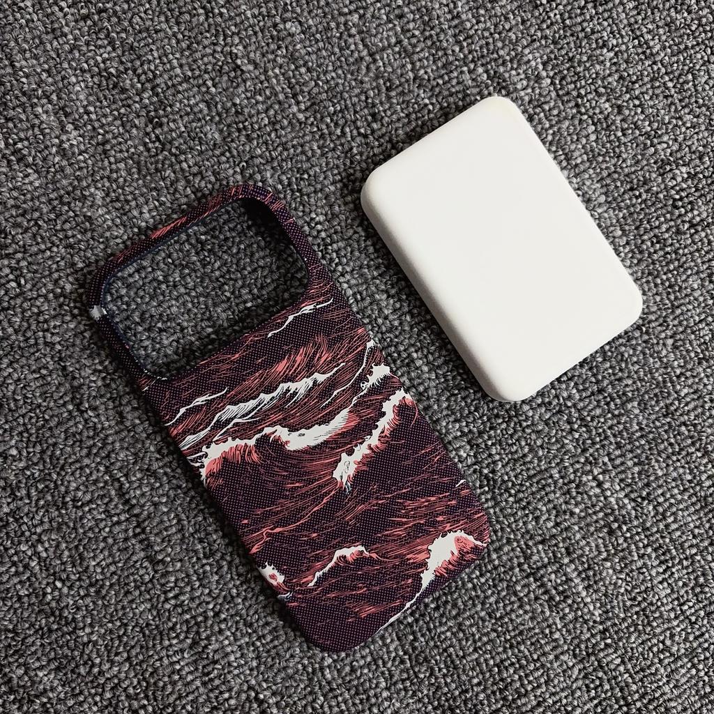 Kevlar Gezeitenmuster Kunststoff Für Magnetische Hülle Für Für Iphone 17 Air 16 Plus 1 14 13 12 Pro Max Schlanke Rahmenlose Kühlabdeckung