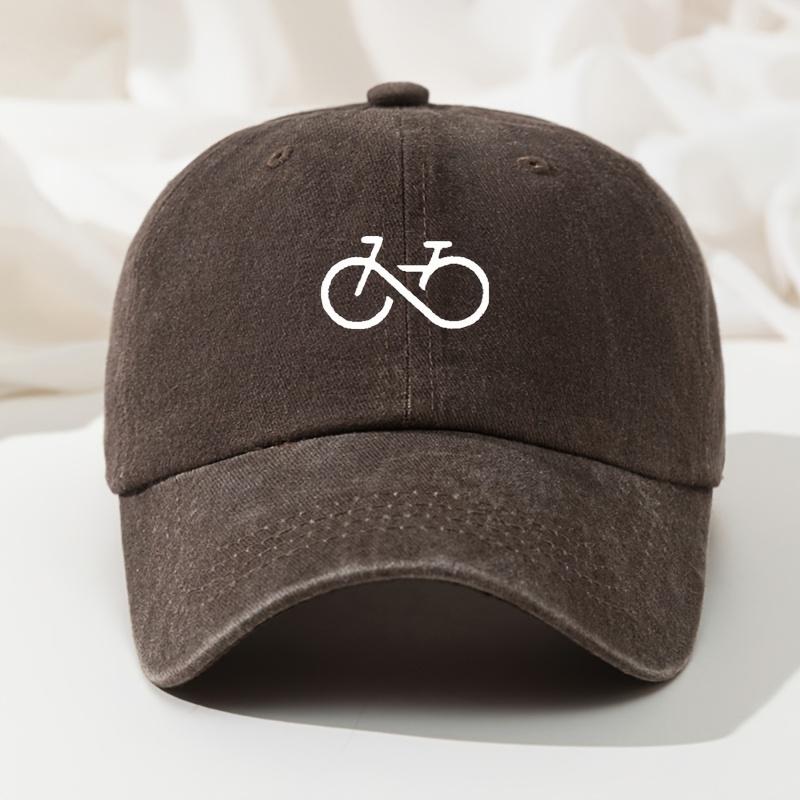 Bicycle Printed Baseball Cap Outdoor Leisure Fishing Cap High Quality Retro Washed Casual Hat Adjustable Outdoor Hat