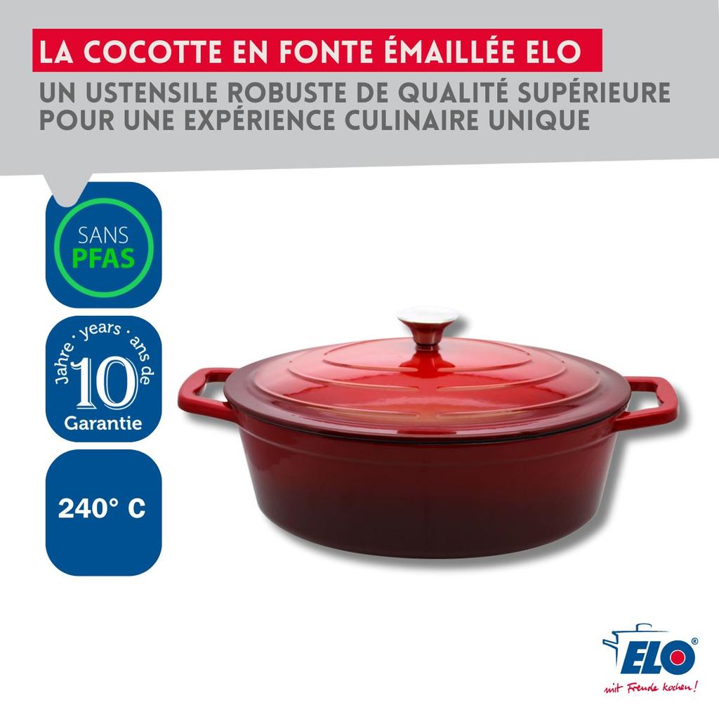 Cherry Red Enameled Cast Iron Casserole Dish 33 Cm 5 L Elo Ref. 3073326