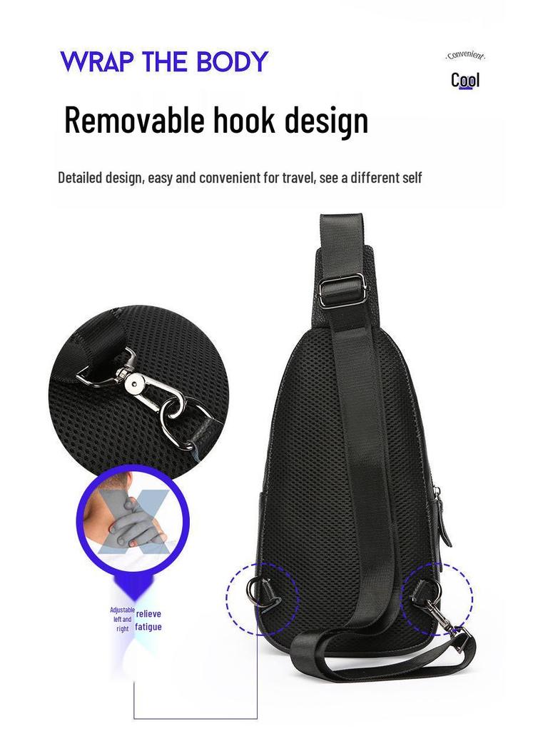 Men's Genuine Leather Crossbody Bag - Korean Style Casual Fashion Versatile Shoulder Bag