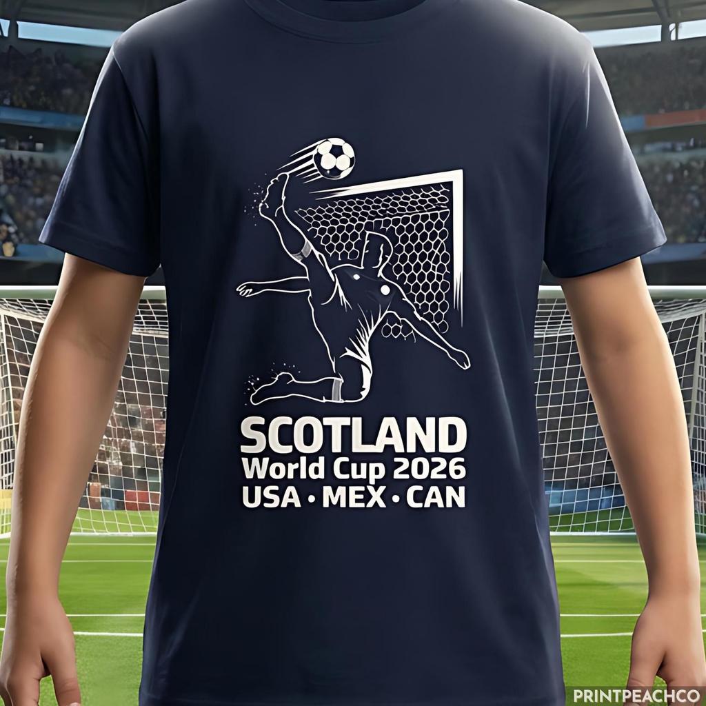 Kids Scotland World Cup 2026 Football T-Shirt, Youth Soccer Fan Tee, Scottish WC2026 Supporter Shirt for Boys & Girls