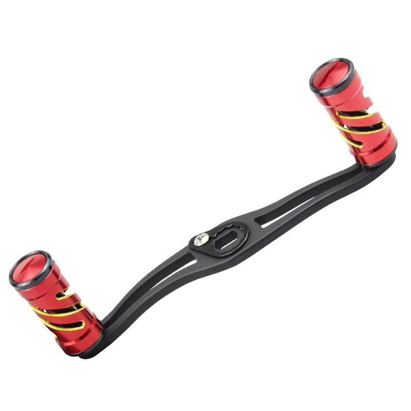 VISPREA Baitcasting Reel Handle, 120mm, Aluminum Alloy Crank, Shimano, Daiwa, Abu Garcia, Custom Replacement Parts, YU228 (Red + Gold)