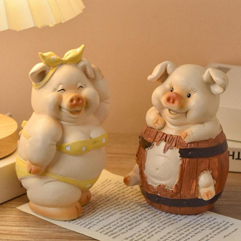 Durable Animal Saving Box Cute ResinPig Ornament Unique Pig Piggy Bank  Children Toy