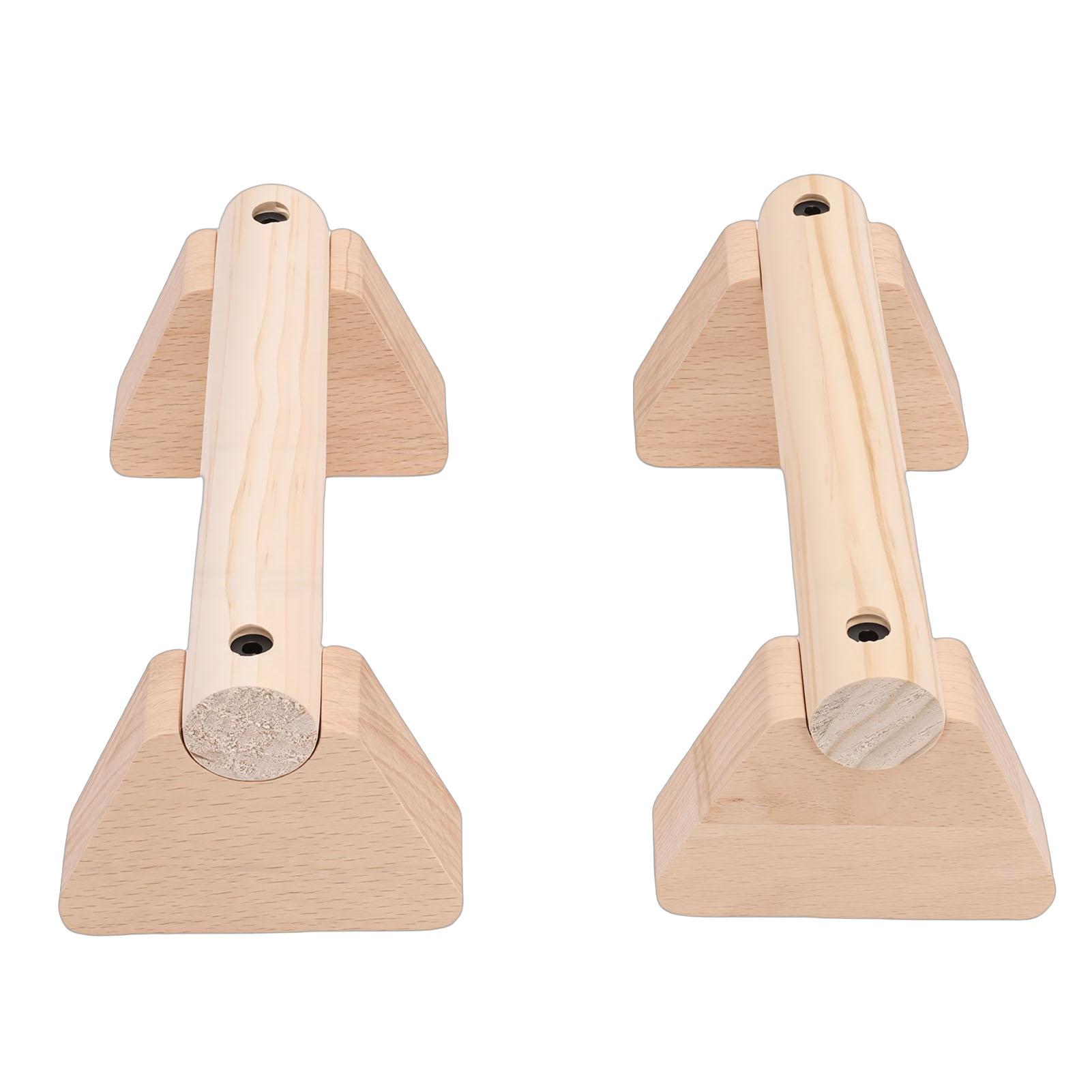 Shoemst 2Pcs Beech Wood Push Up Stand Wooden Balance Beam Exercise Equipment For Home Use