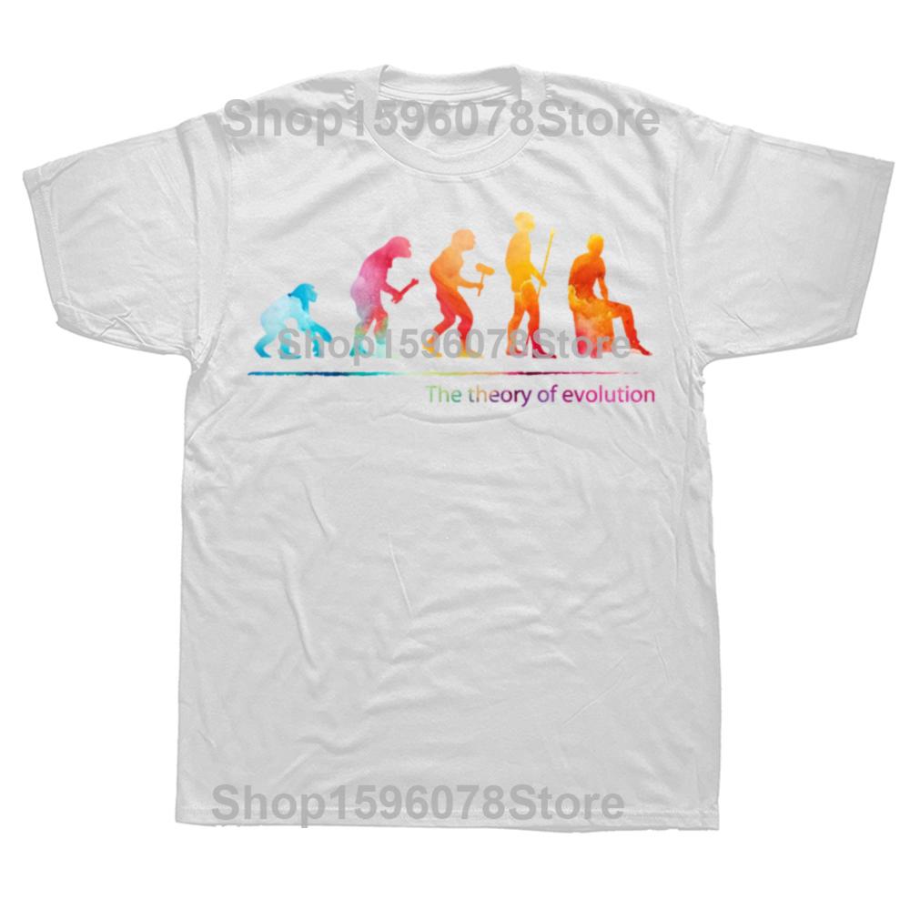 Funny The Theory of Evolution Cajon Graphic T Shirts Men Cotton Humor Streetwear Tee Shirt Short Sleeve Unisex Loose Clothing