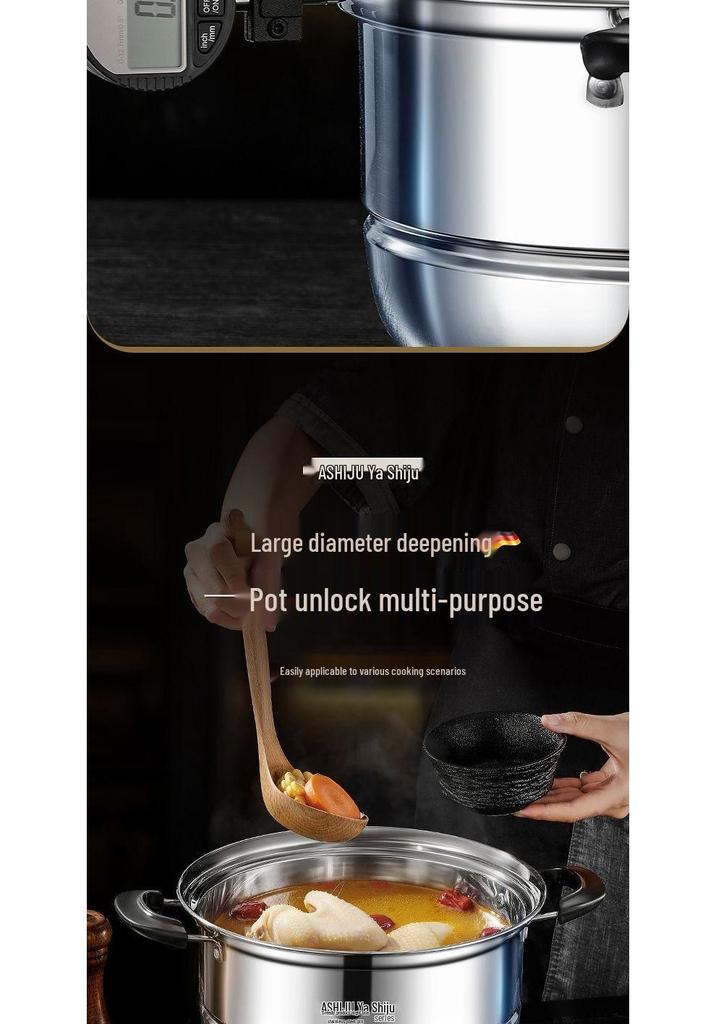 Stainless Steel Double Layer Steamer Pot for Induction & Gas - Extra Thick, Food Grade, Large Capacity