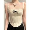 Lace Trim Sexy Camisole: Hollow Out Boned Spaghetti Strap, Waist-Cinching Slim-Fit Innerwear Base Layer