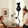 Wall Clock Silent Non-Ticking Cat Design Bedroom Wall Clock for Dormitory Hotel Restaurant Businesses Rental Living Room Kitchen