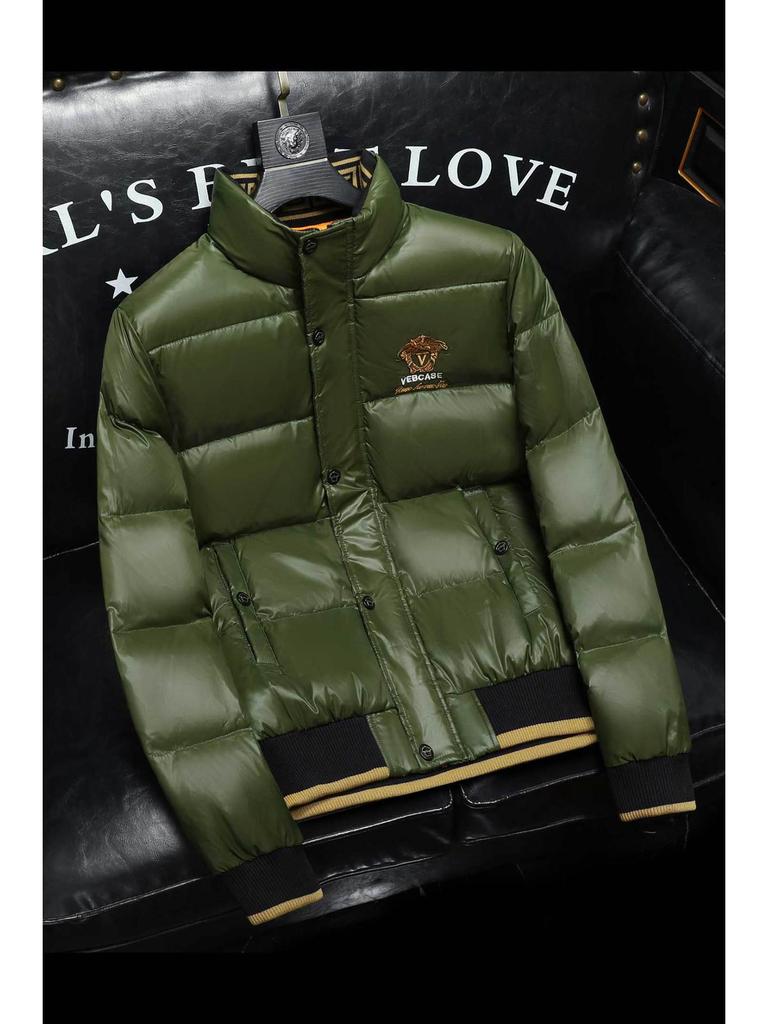 2025 European Winter Embroidered Stand Collar Men's Down Jacket: Casual Fashion for Youth