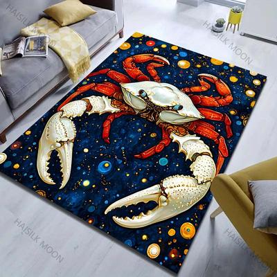 Tapis Fantaisie Ciel Étoilé Impression Crabe Doux Chambre Salon Tapis de Sol Décoration Intérieure Moderne Tapis de Zone pour Cadeaux