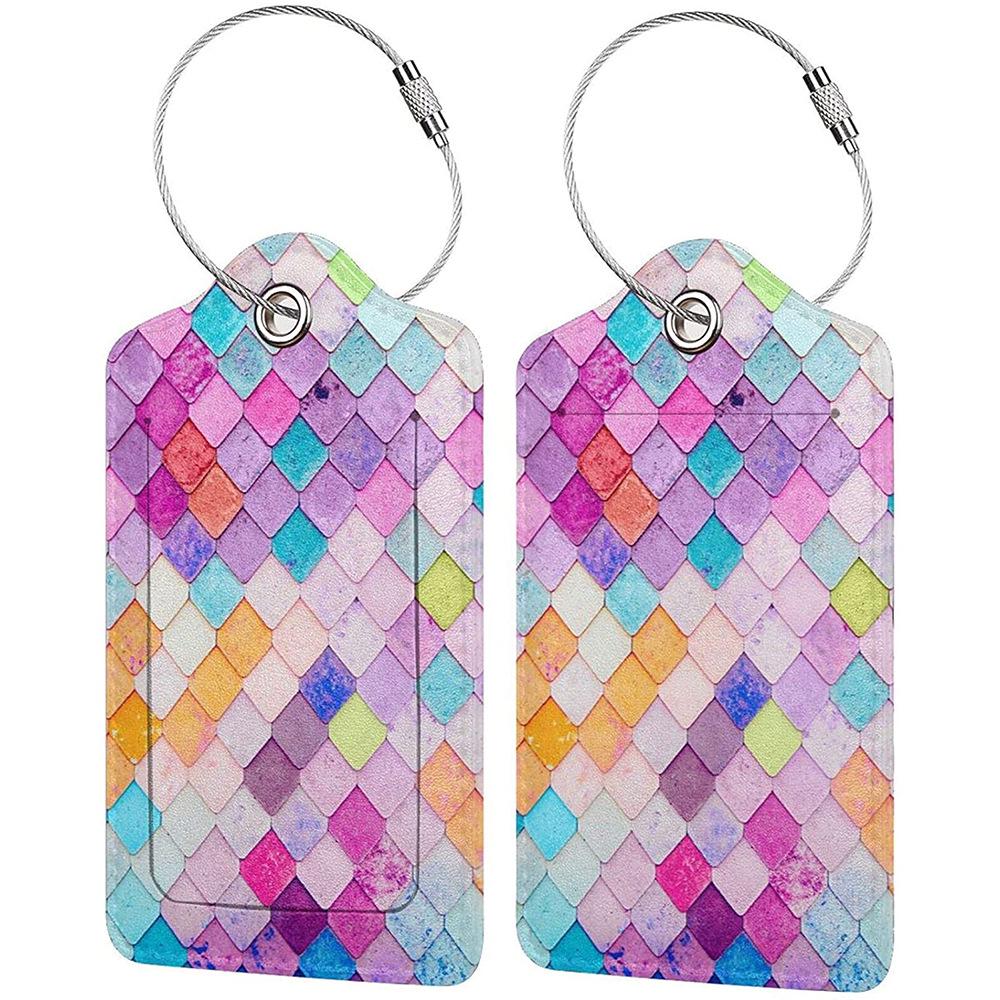 Stylish Printed Leather Luggage & ID Tag Set
