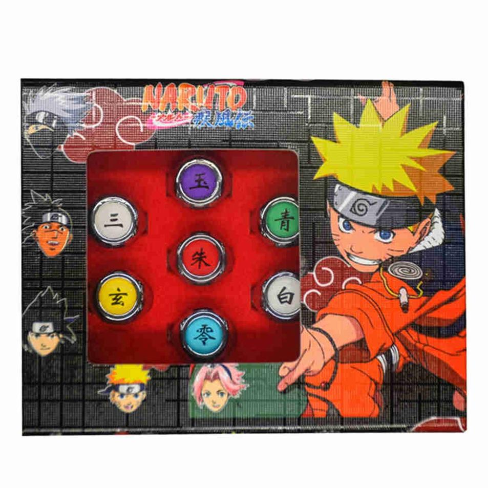 10Pcsset Anime Akatsuki Itachi Metal R-Ings Cartoon Cool Cosplay Accessory Props Boy Children Action Figure Toy Gift