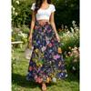 Women's Casual Fashion Midi Skirt with a Vibrant All-over Print of Colorful Flowers On a Dark Background