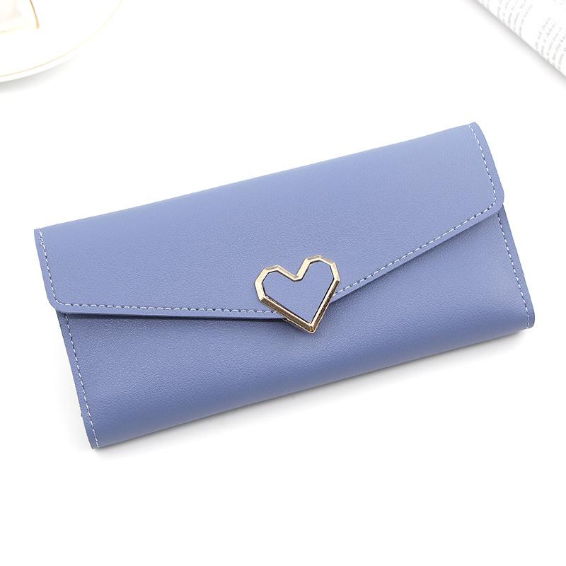 Solid Color Korean Style Slim Women's Long Wallet with Multi-Card Slots and Fresh Coin Purse
