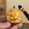 Wooden carving Pi xiu mascot sculptures and figurines, China's Fortune-Gathering God Beast Home car Wealth Luck Feng Shui Decor