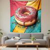 Pop Art Doughnut with Sprinkles Design Patterned Tapestry Decorative Wall Hanging, Home Bedroom Living Room Decor