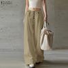 ZANZEA Women Daily Casual Solid Color Loose Long Pants